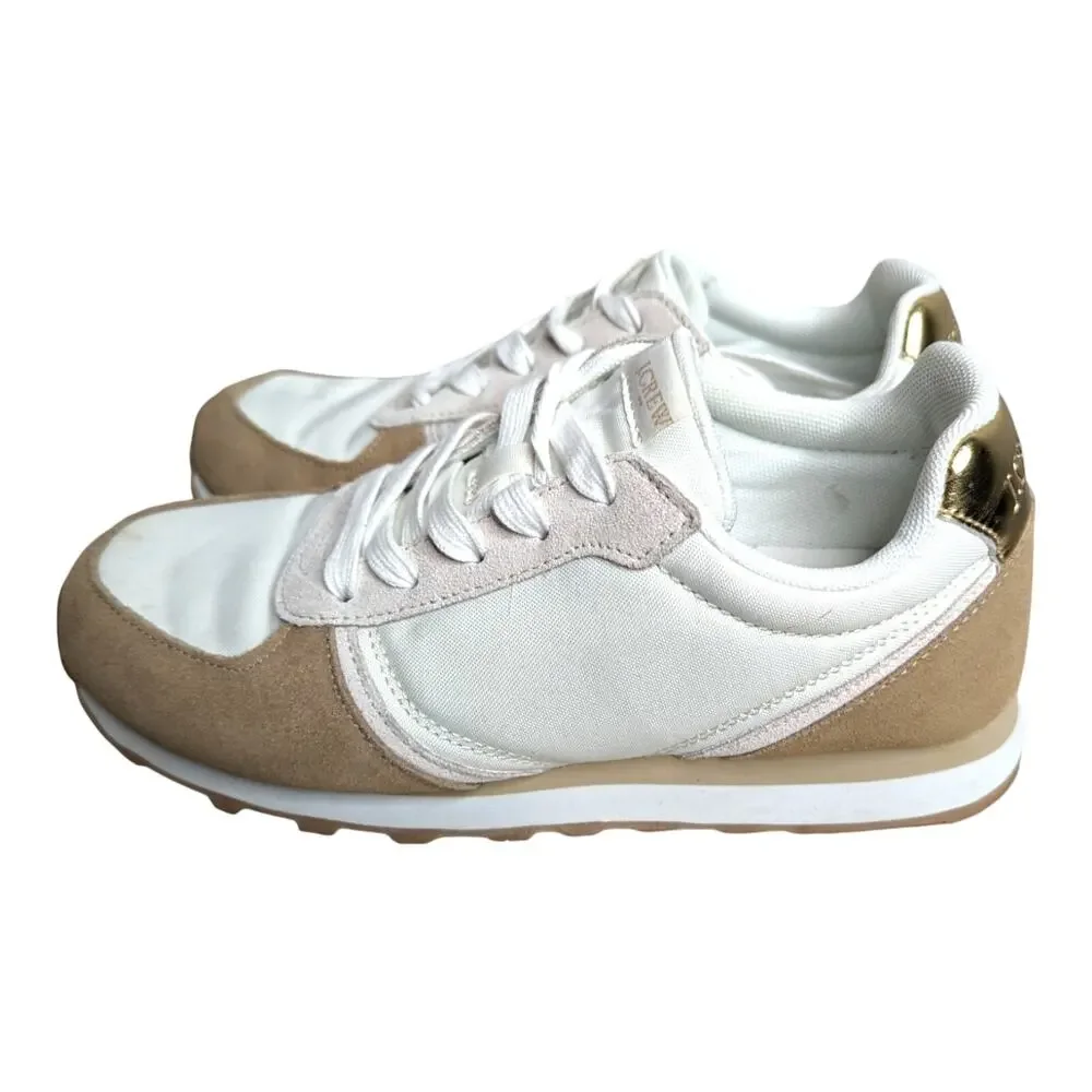 J‎ Crew Women's Size 7 Tan White Fabric with Nubuck Casual Sneakers BN870